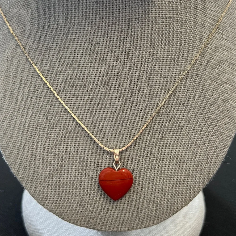 Heart stone rust colored silver color necklace - Picture 1 of 1